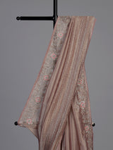 Onion pink metallic tissue silk saree women