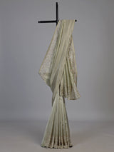Pista green metallic tissue silk saree women