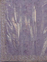 Purple floral scalloped tissue silk saree women
