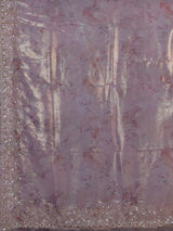 Pink scalloped sequin tissue silk saree women