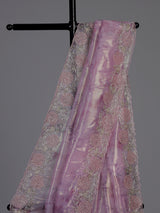 Pink floral sequin tissue silk saree women