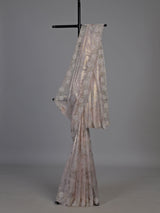 Beige floral embellished tissue silk saree women