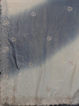 Cream grey shaded sequin tissue silk saree women