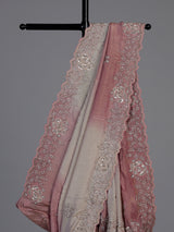 Pink dual tone sequin tissue silk saree women