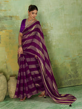 Royal purple satin silk saree for women