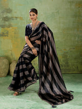 Classic black zari woven saree for women