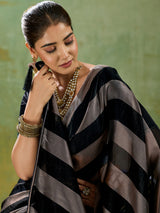 Classic black zari woven saree for women