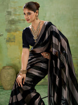 Classic black zari woven saree for women