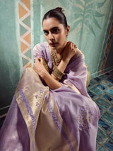 Dreamy lavender party wear tissue saree for women