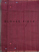 Wine cotton silk saree with bird motifs and tassel accents
