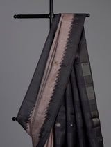 Pastel brown semi tusser silk saree with black border elegance