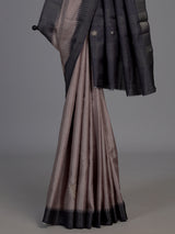 Pastel brown semi tusser silk saree with black border elegance