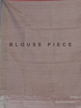 Peach semi tusser silk saree with grey border zari detailing