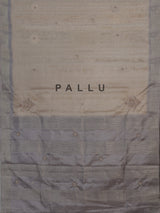Pastel beige semi tusser silk saree with grey contrast border