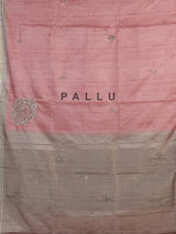 Pink semi tusser silk saree with elegant zardosi border detailing