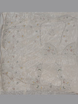 White silk lehenga choli featuring graceful birds and contrast dupatta