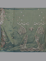 Sage green silk lehenga choli with exquisite animal artistry