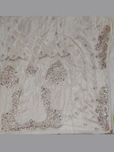Cream silk lehenga choli decorated with charming animal motifs