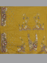 Mustard yellow tissue silk lehenga choli with dazzling embellishments