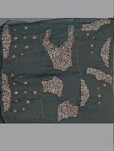 Sage green tissue silk lehenga choli with mirror accents