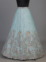 Mint blue tissue silk lehenga choli with enchanting motifs