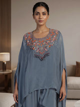Grey designer kaftan style sharara suit for women