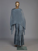 Grey designer kaftan style sharara suit for women