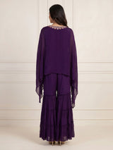 Purple designer kaftan style sharara suit for women