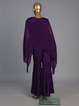 Purple designer kaftan style sharara suit for women