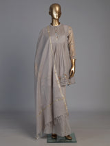 Grey embroidered cotton silk sharara suit for women