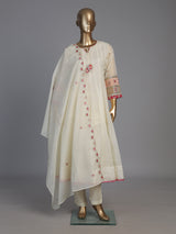 Cream embellished anarkali suit for women