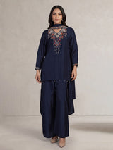 Navy blue designer choker dupatta suit for women