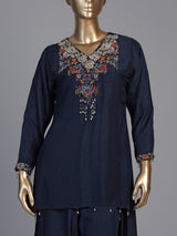 Navy blue designer choker dupatta suit for women