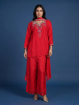 Red designer choker dupatta suit for women