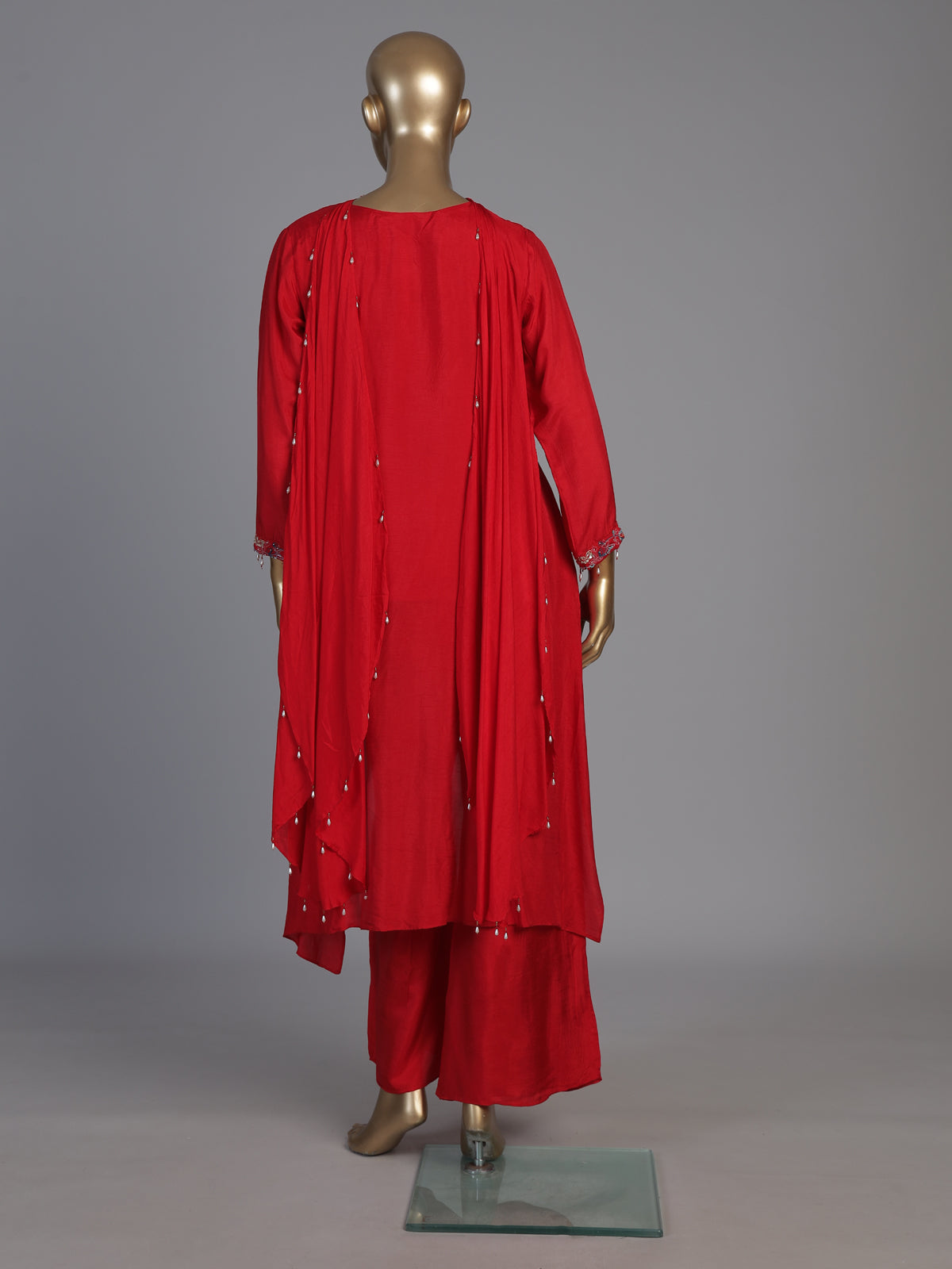 Red designer choker dupatta suit for women