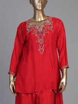 Red designer choker dupatta suit for women