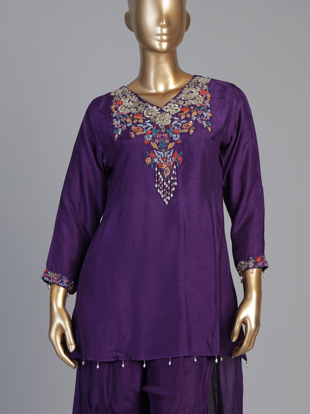 Purple designer choker dupatta suit for women