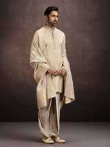 Gold zari zardosi embroidered mens kurta dhoti