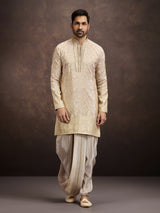 Gold zari zardosi embroidered mens kurta dhoti