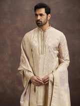 Gold zari zardosi embroidered mens kurta dhoti