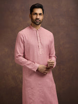 Pink festive embroidered linen kurta pajama collection