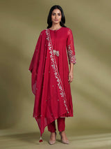 Rani pink embroidered anarkali suit for women