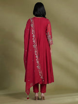 Rani pink embroidered anarkali suit for women