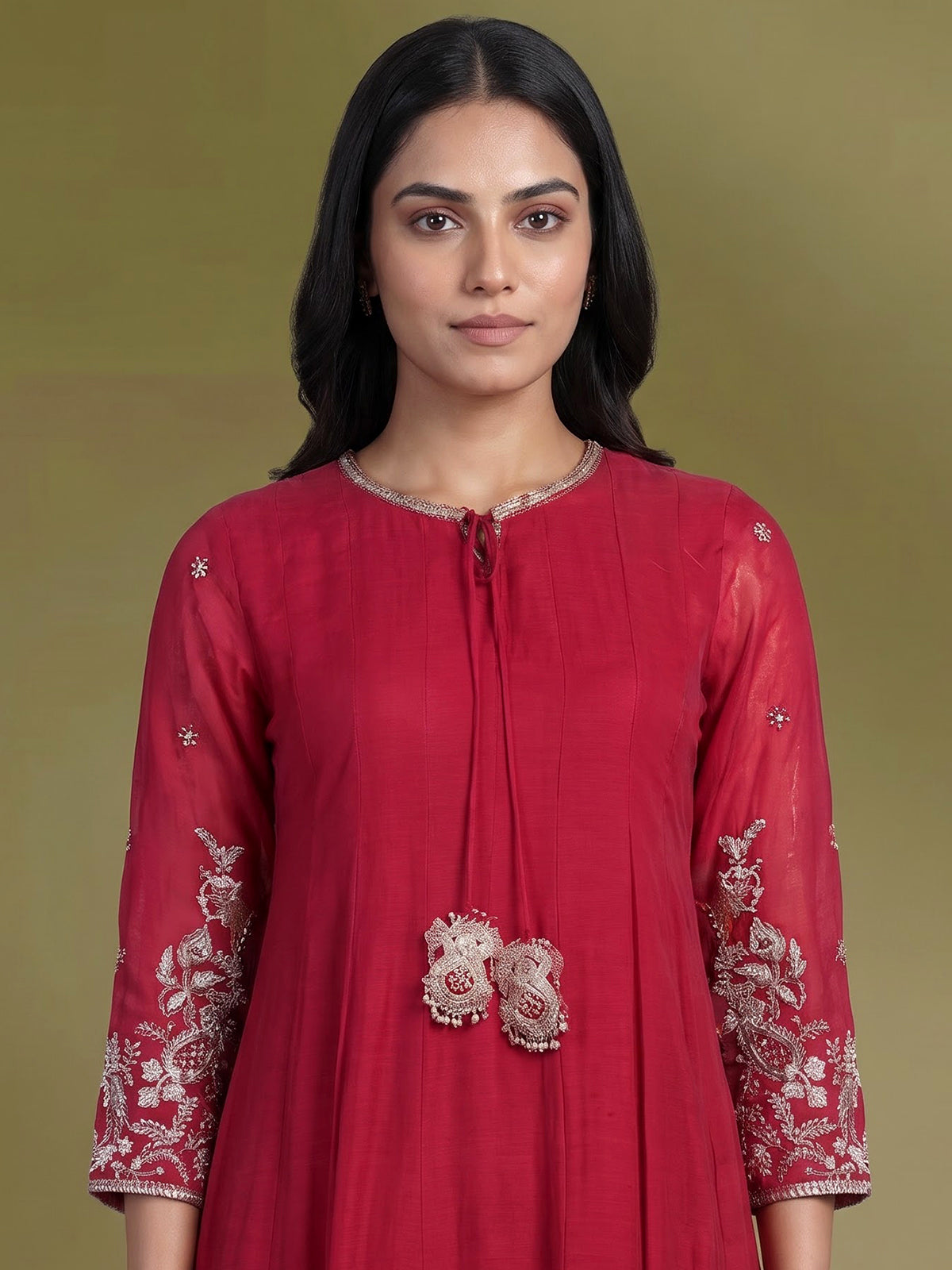 Rani pink embroidered anarkali suit for women
