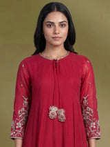 Rani pink embroidered anarkali suit for women