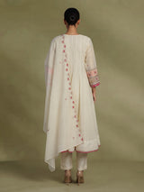 Cream embellished anarkali suit for women