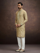 Muted gold thread zari kurta pajama for men