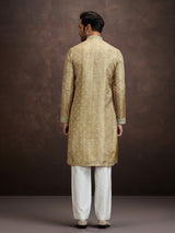 Muted gold thread zari kurta pajama for men
