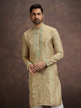 Muted gold thread zari kurta pajama for men