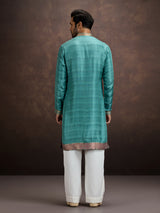 Blue paisley kurta pajama with dupatta for men